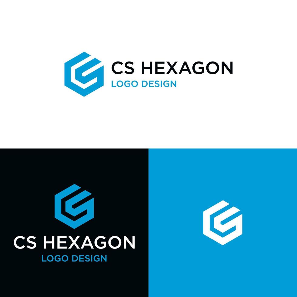 vetor de design de logotipo hexágono cs