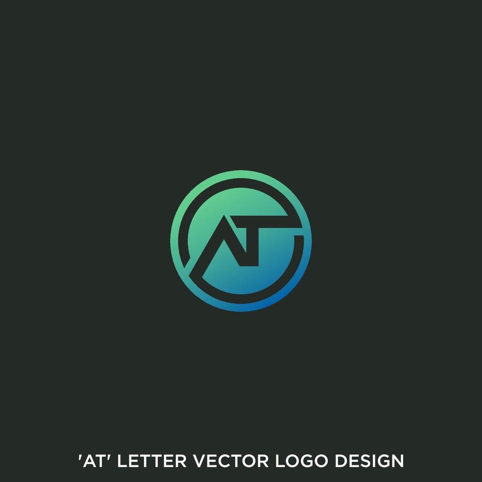vetor de design de logotipo inicial 'at'