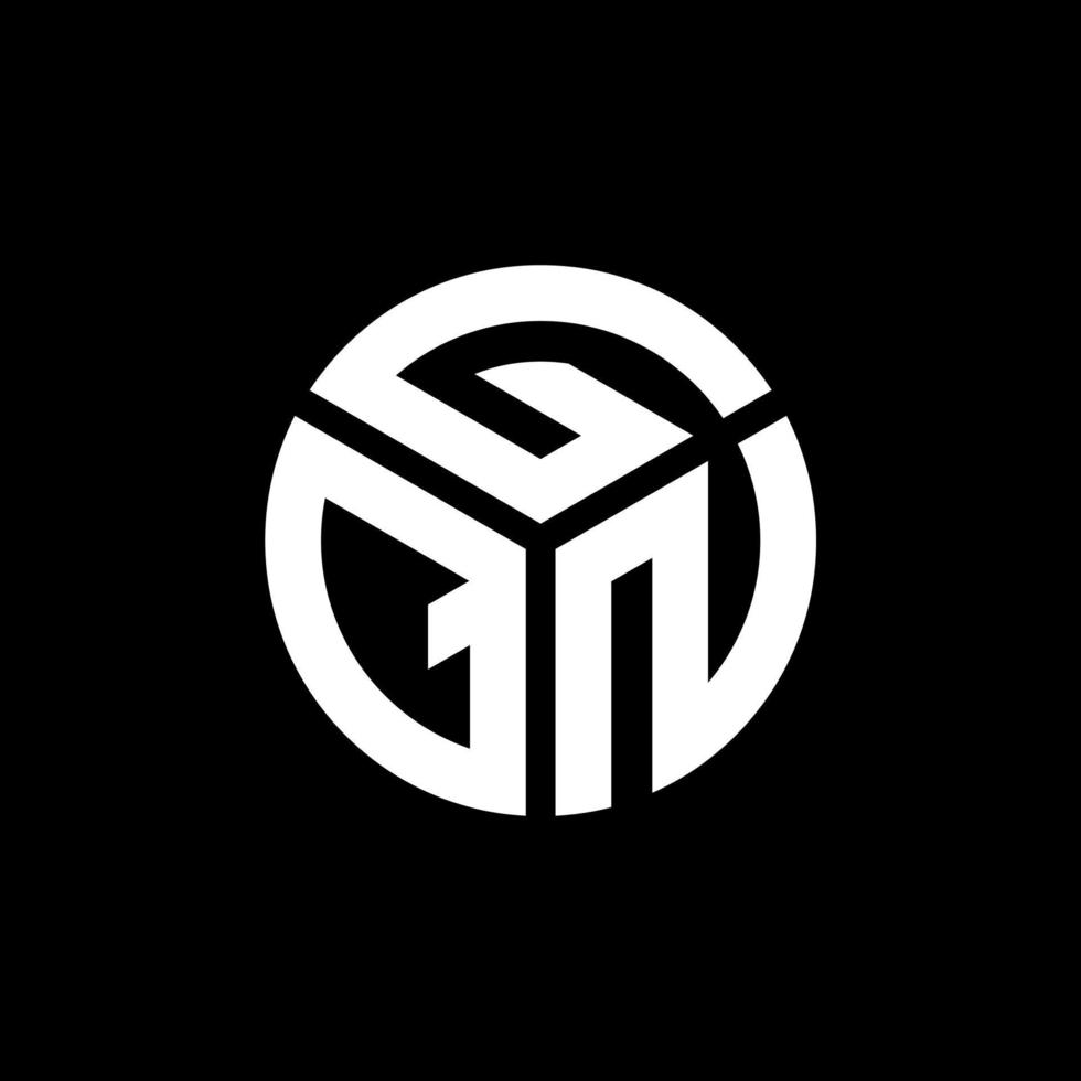 design de logotipo de carta gqn em fundo preto. conceito de logotipo de carta de iniciais criativas gqn. design de letra gqn. vetor