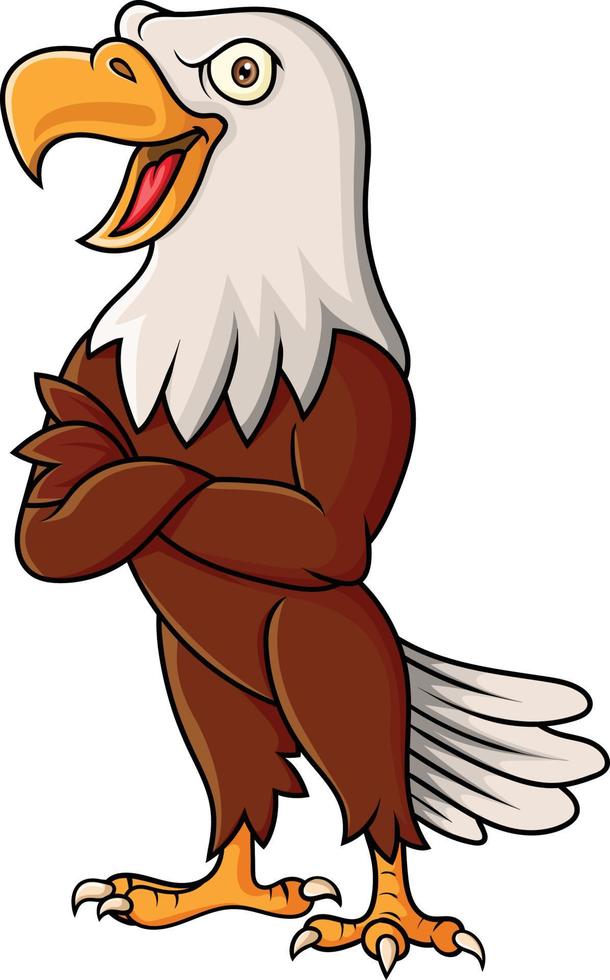 águia de desenho animado posando em fundo branco vetor