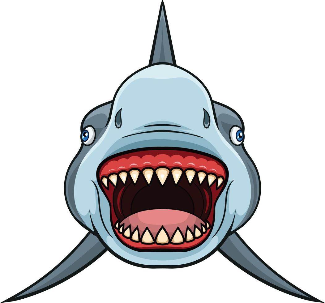 tubarão de desenho animado com mandíbulas abertas vetor
