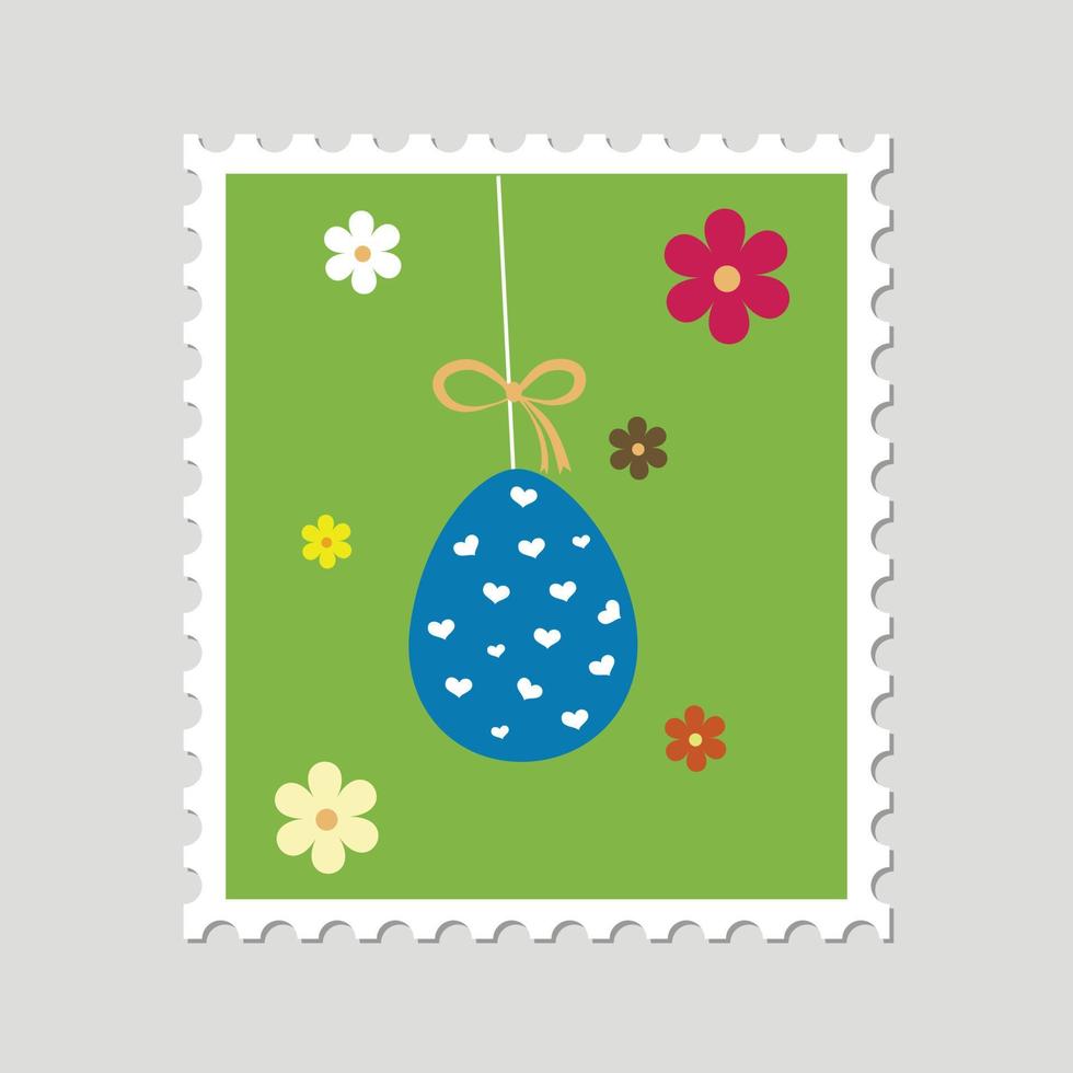 feliz ovo de páscoa com ilustração vetorial de selos postais vetor