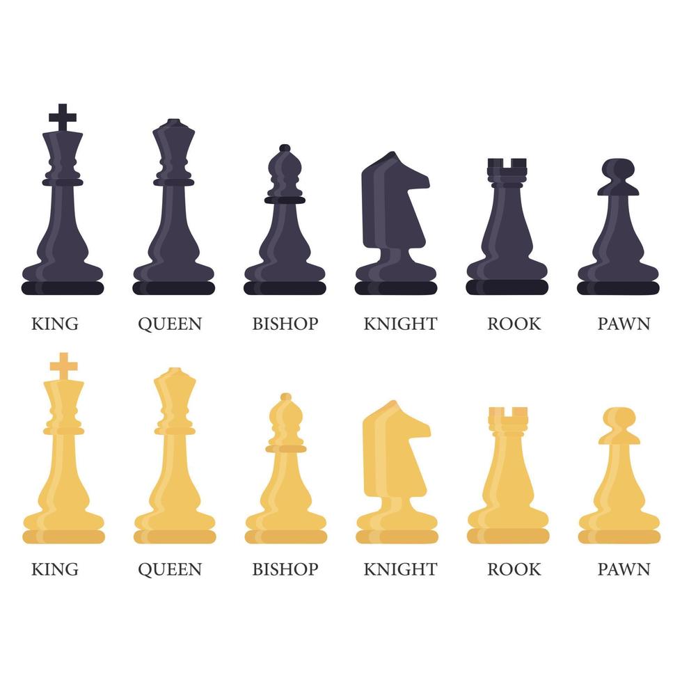 Ícone de peças de xadrez ícones de xadrez rei rainha torre cavaleiro bispo  peão ilustração em vetor