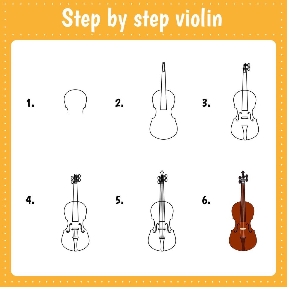 tutorial de desenho para crianças. violino vetor