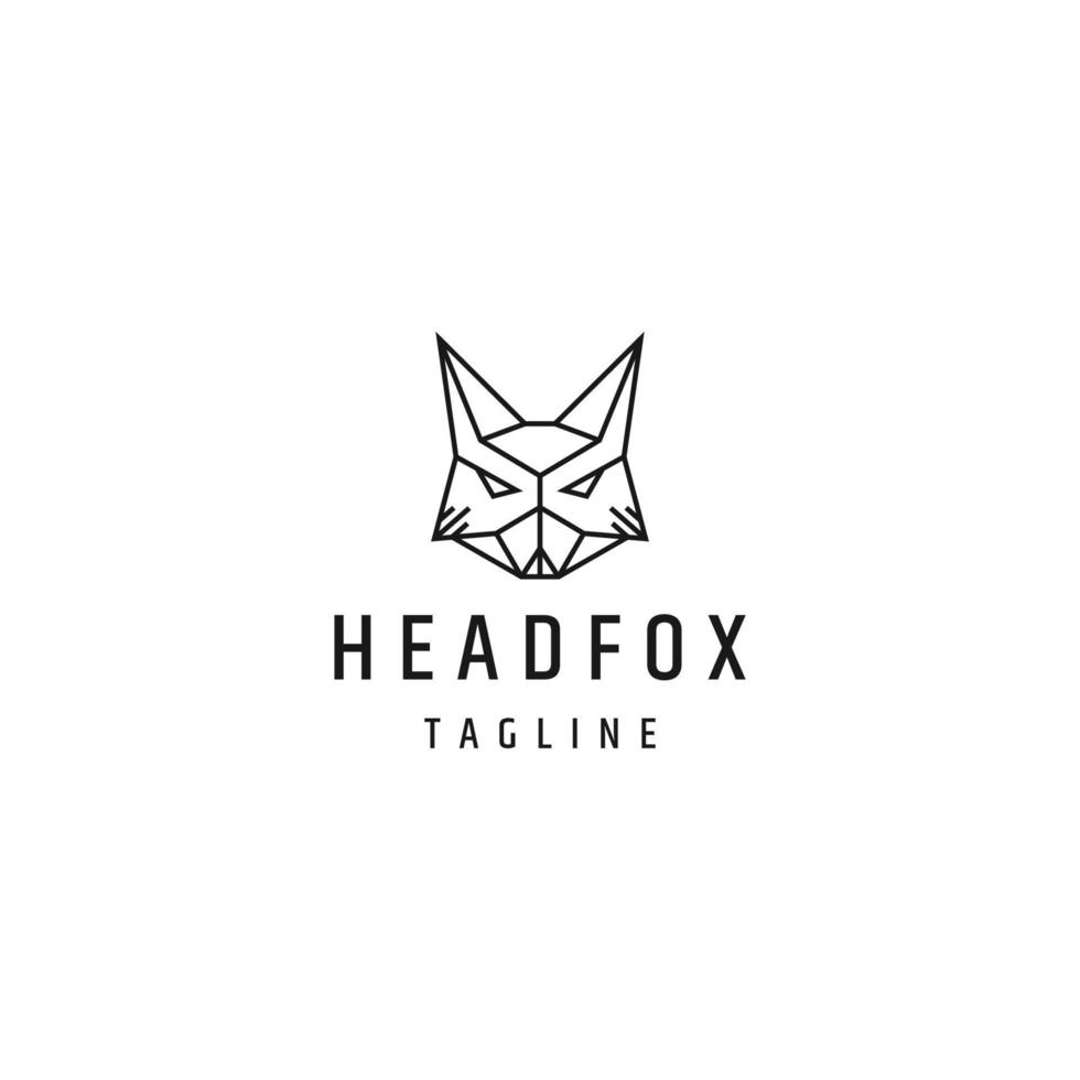 modelo de design de ícone de logotipo de linha de raposa cabeça vetor plana