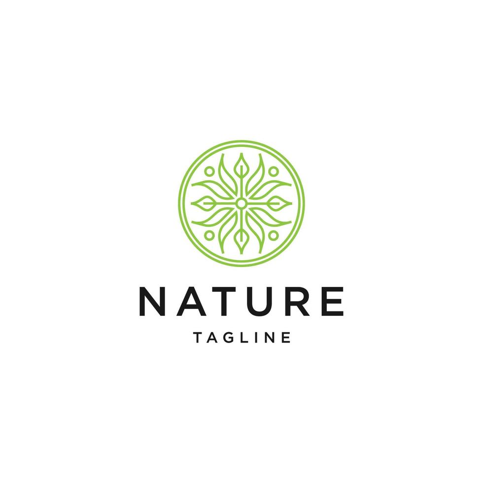 boutique de natureza do modelo de design de ícone de logotipo de linha de folha vetor