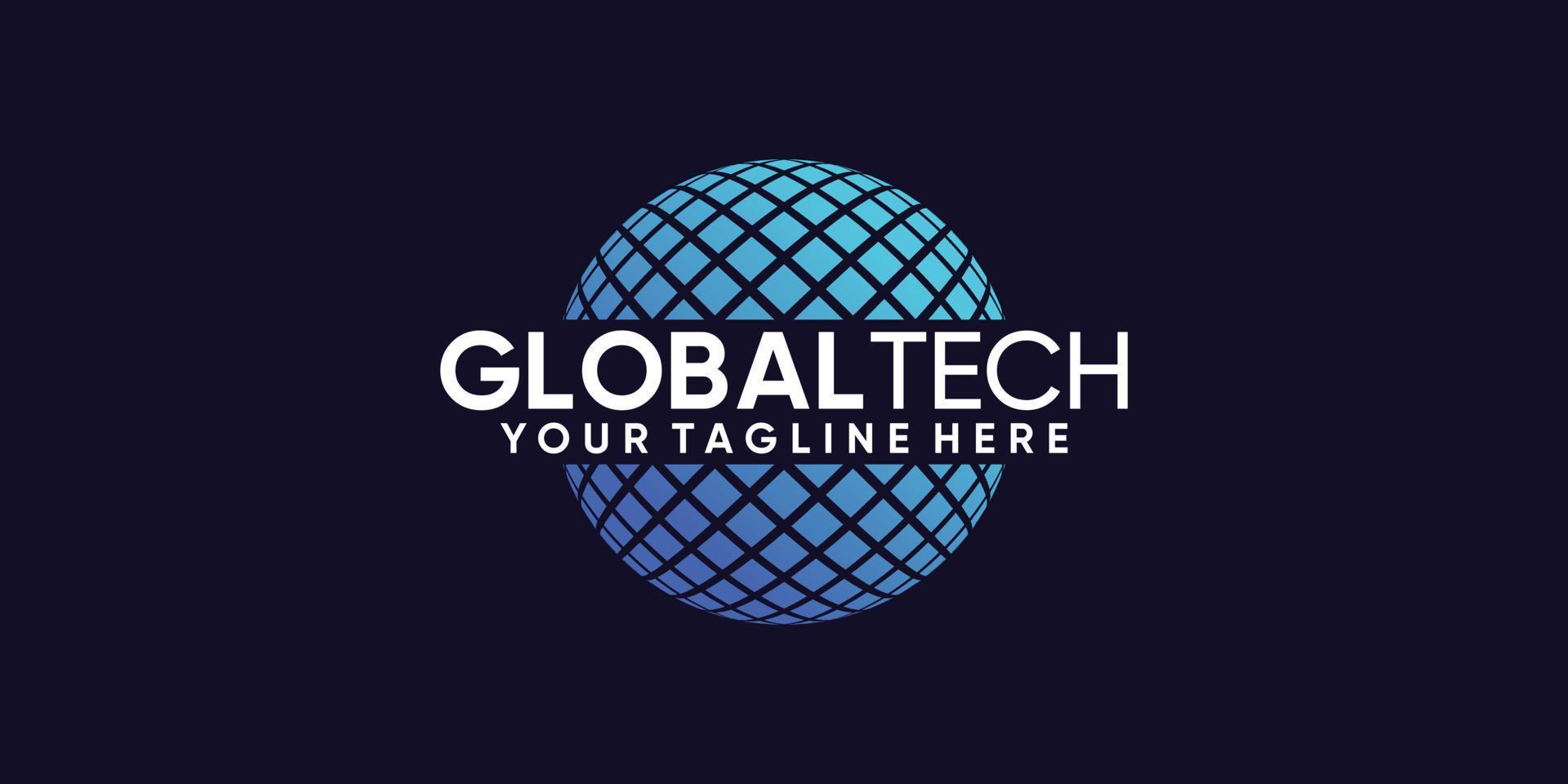 design de logotipo de tecnologia global com vetor premium de conceito moderno exclusivo