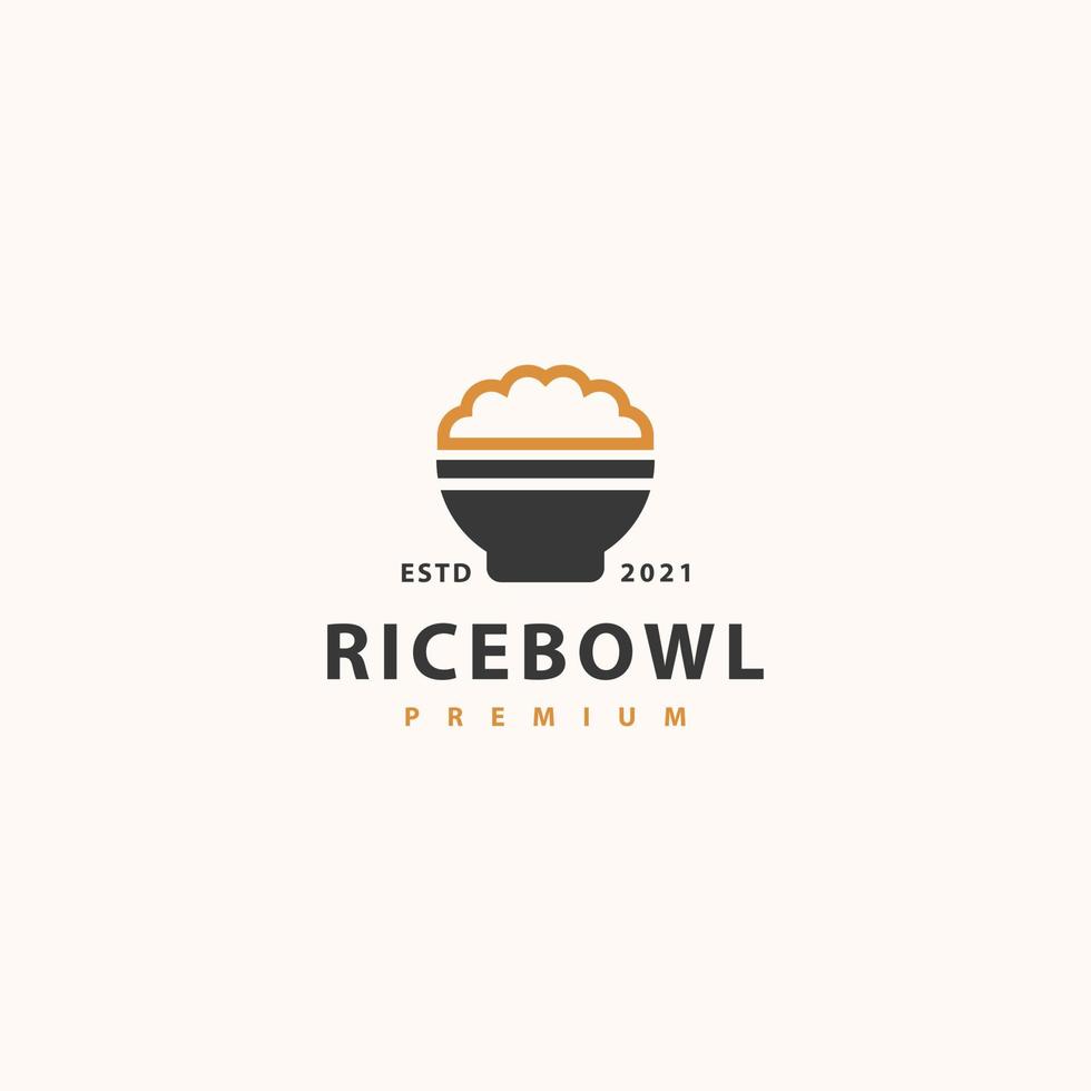tigela de arroz ícone sinal símbolo hipster vintage logotipo design vetor