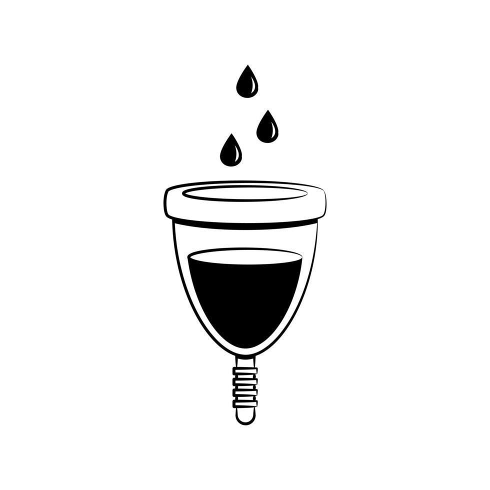 ícone de glifo preto do copo menstrual. estilo de vida de desperdício zero, símbolo de silhueta de menstruação no espaço em branco vetor