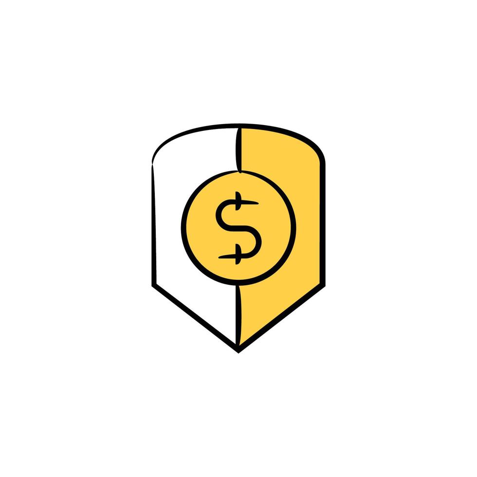 ilustração de tema amarelo de ícone de escudo de dólar vetor