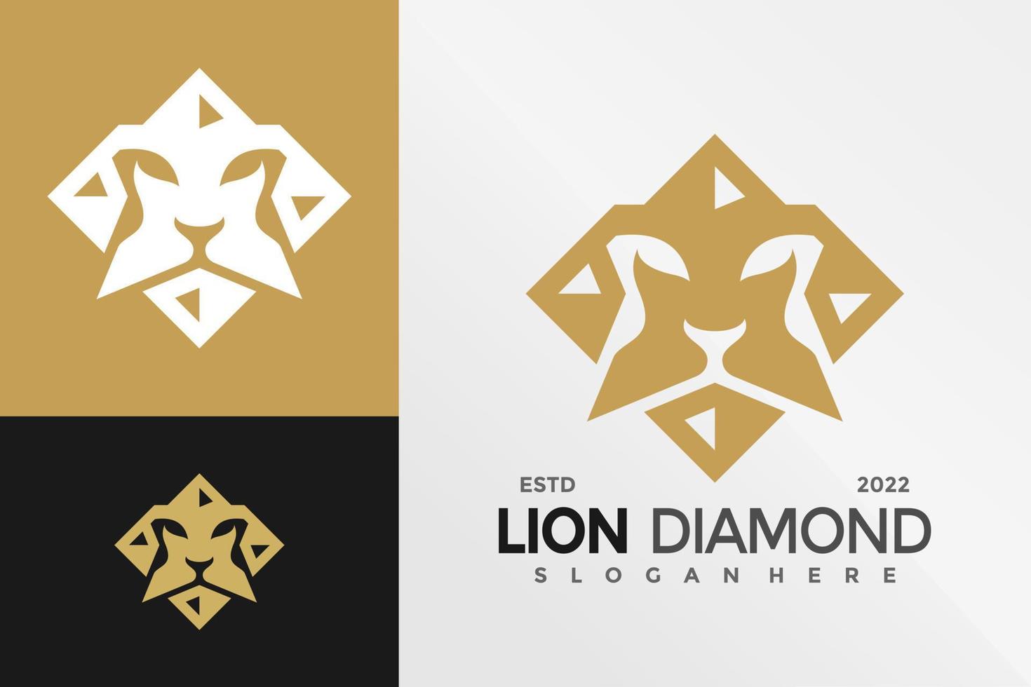 modelo de ilustração vetorial de design de logotipo de diamante de leão vetor