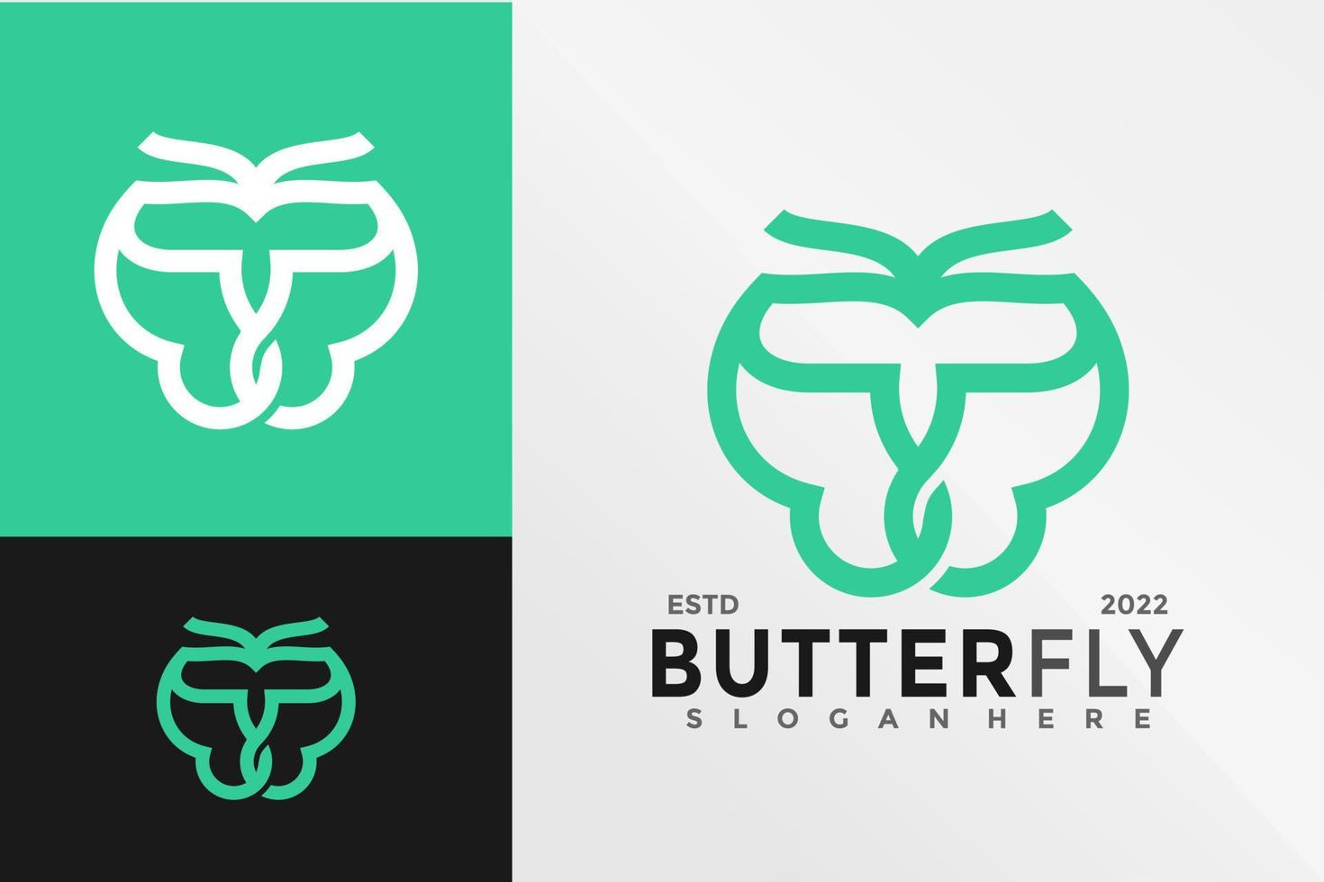 modelo de ilustração vetorial de design de logotipo de borboleta de natureza vetor