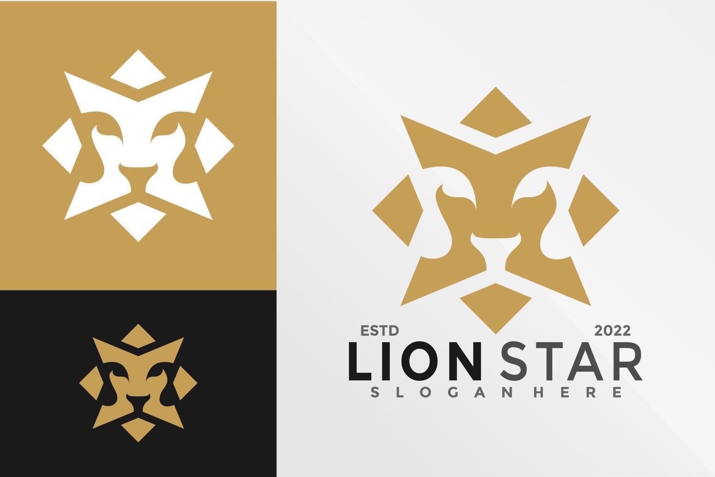 modelo de ilustração vetorial de design de logotipo de estrela de leão dourado vetor