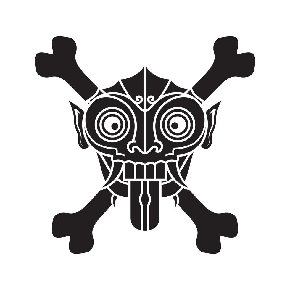 cultura de máscara da indonésia com design de logotipo de ossos, ideia criativa de ilustração de ícone de símbolo gráfico vetorial vetor