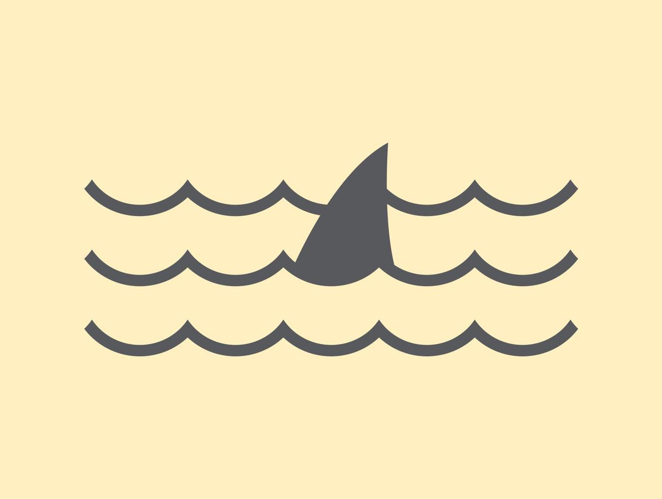 onda de água com vetor de símbolo de tubarão, ícone