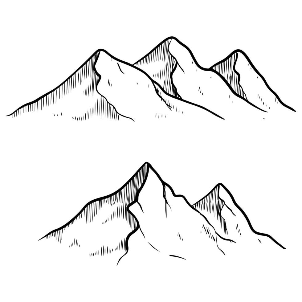 montanha desenhada de mão em estilo de desenho isolado no fundo branco. ilustração vetorial. vetor