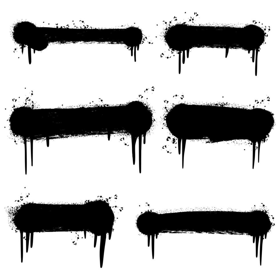 conjunto de linhas pintadas com spray de grafite e pontos grunge isolados no fundo branco. ilustração vetorial. vetor