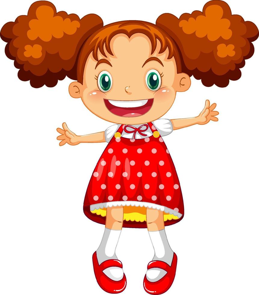 personagem de desenho animado linda garota feliz pulando vetor