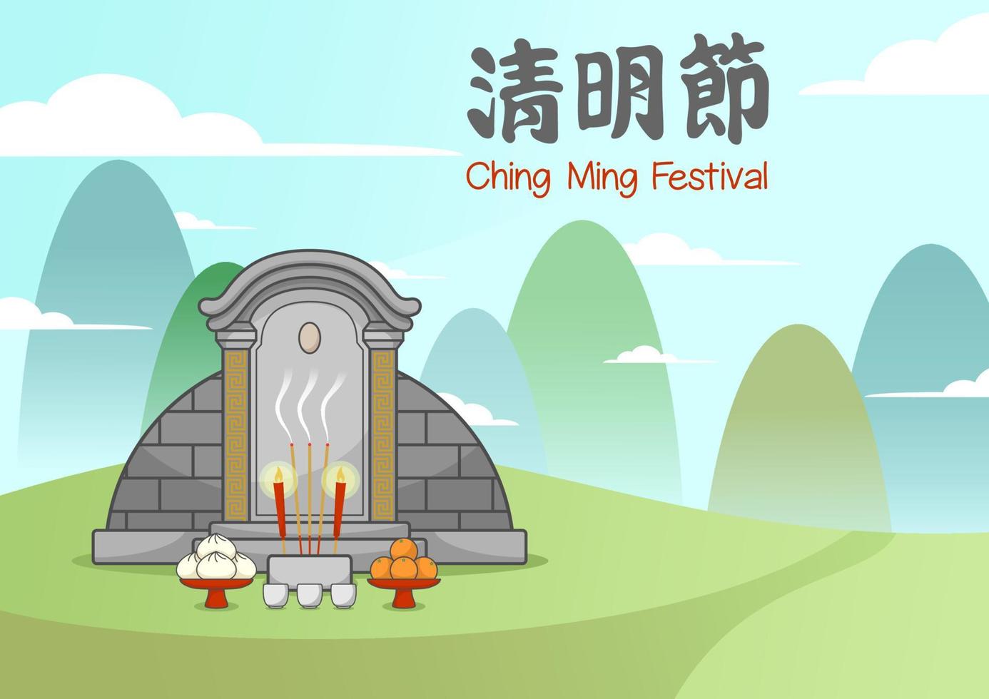 sepultura chinesa do festival de ching ming vetor