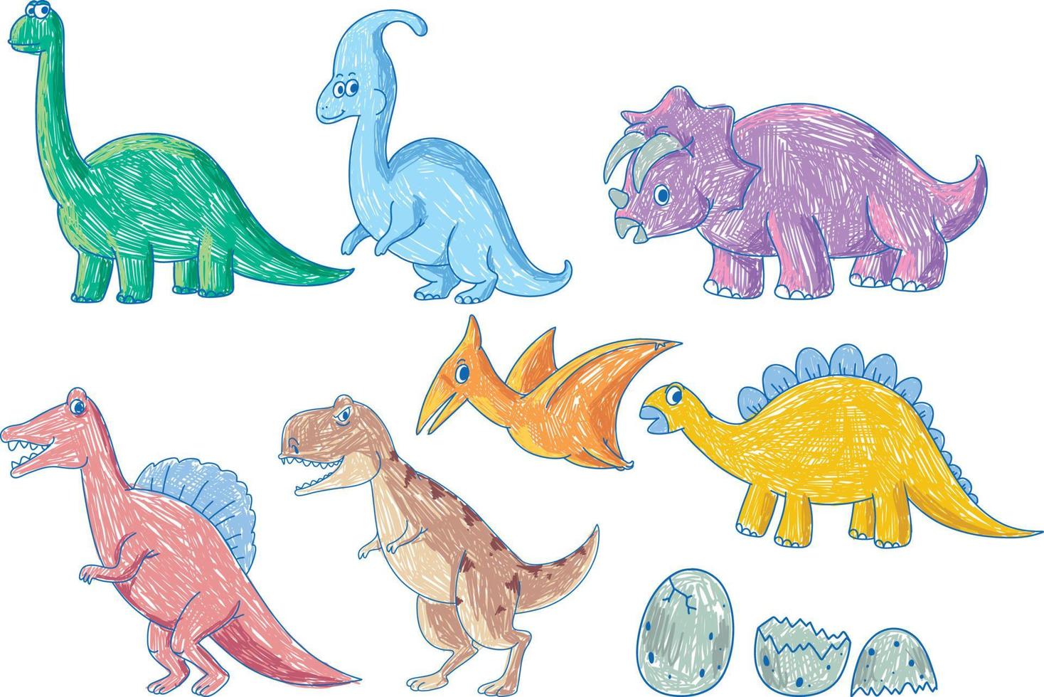 um papel com um desenho de doodle de dinossauro vetor