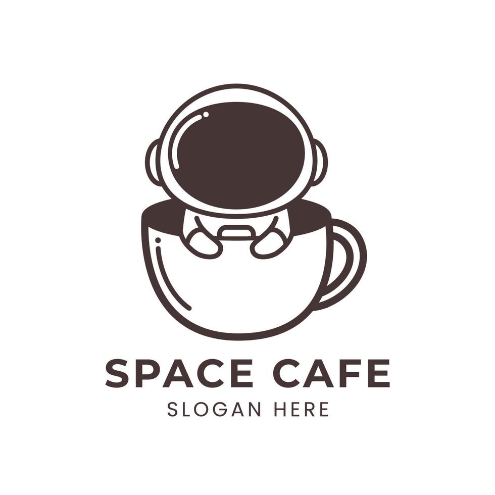 logotipo do café espacial com astronauta fofo vetor