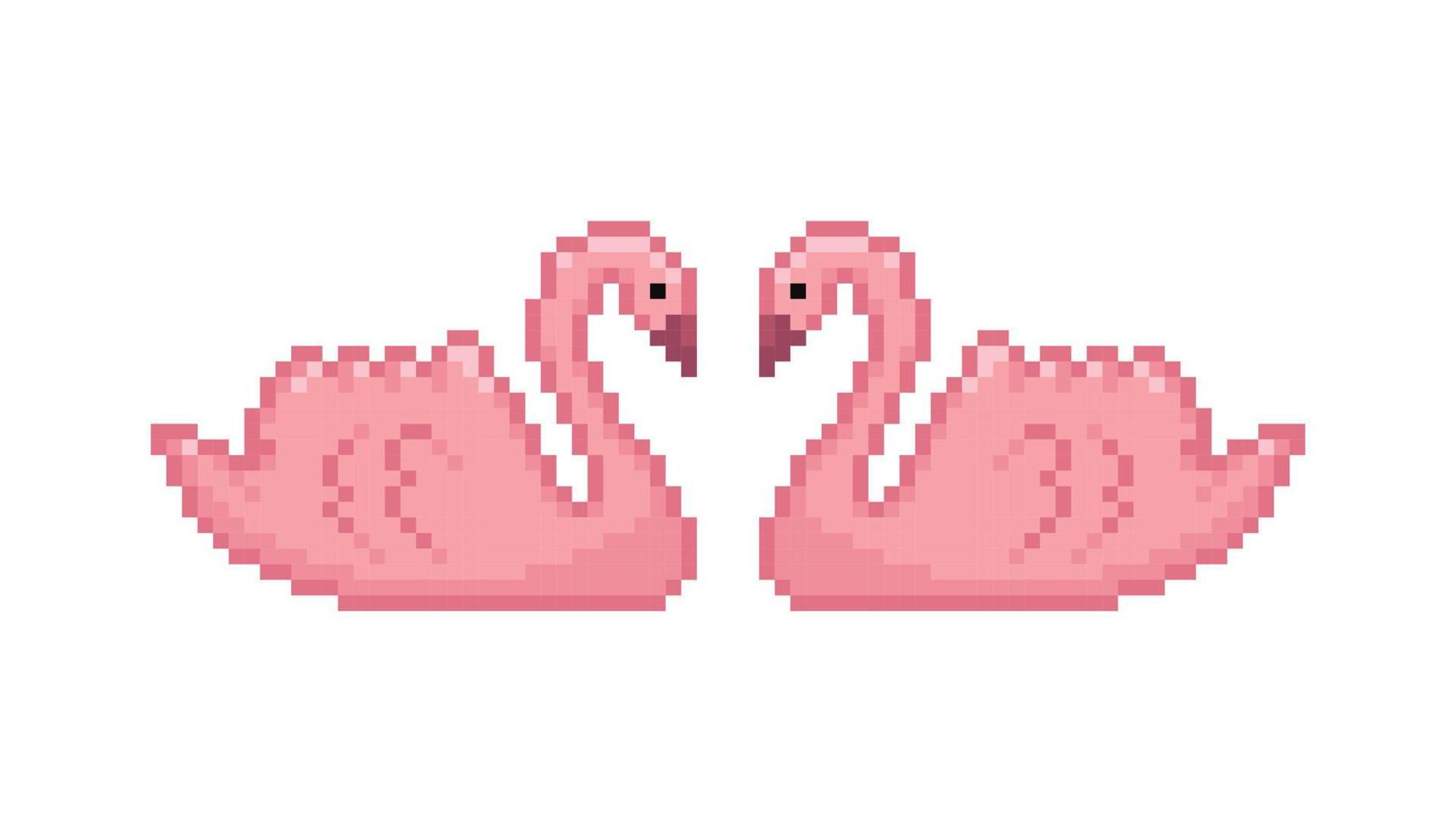 ilustração vetorial de pixel de casal de cisne rosa vetor