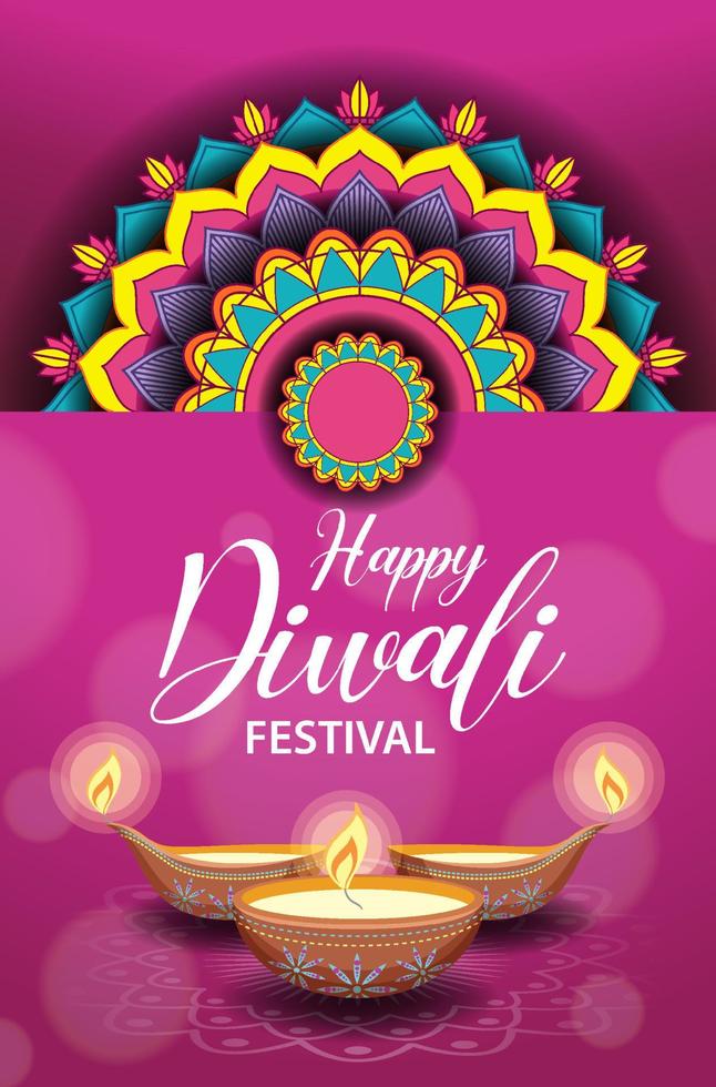 feliz banner do festival indiano de diwali vetor