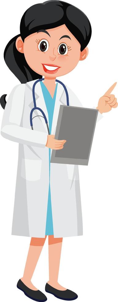 uma personagem de desenho animado médica em fundo branco vetor