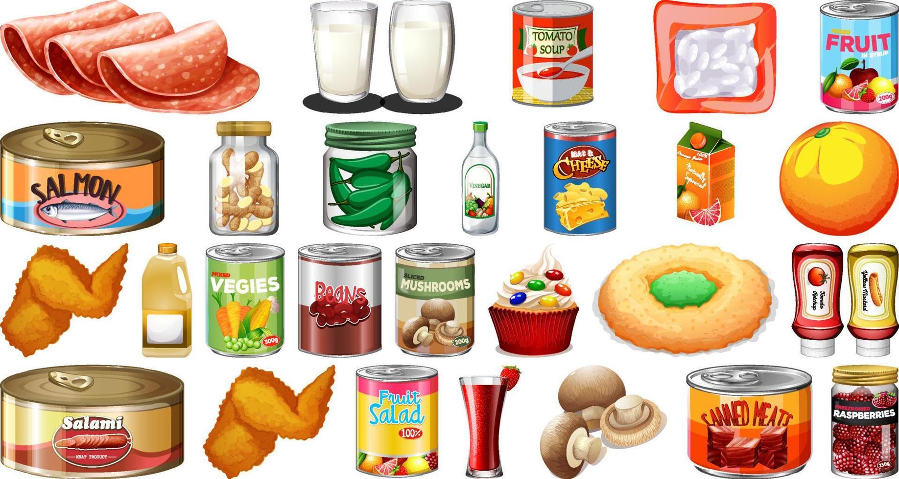 conjunto de alimentos diferentes vetor