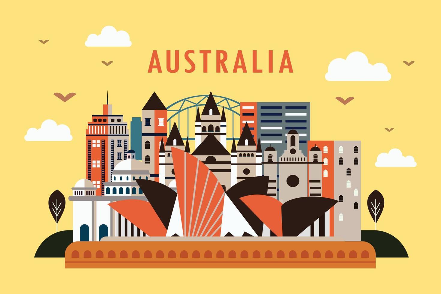 ilustração vetorial da cidade na austrália, conceito de design plano vetor