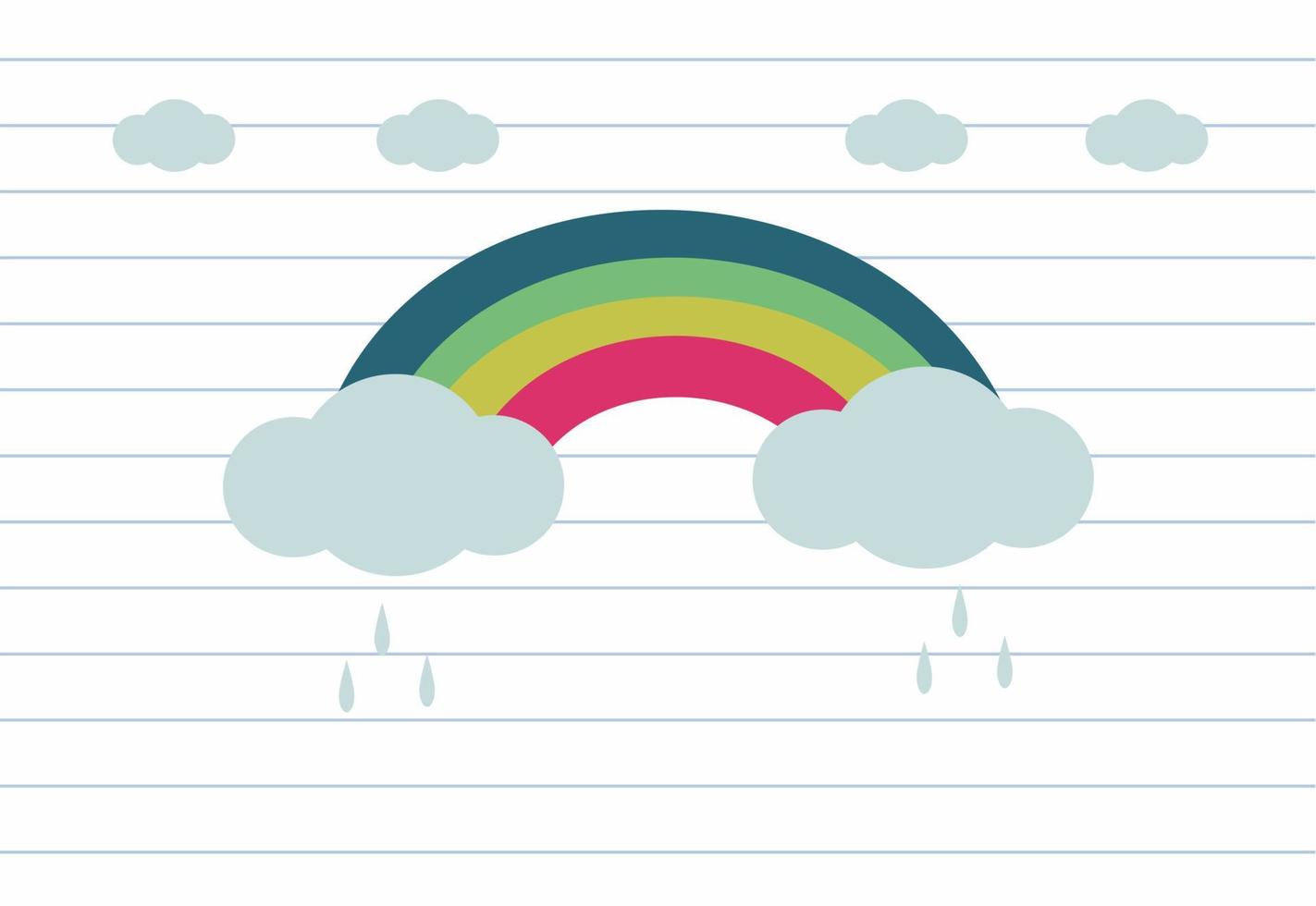 arco-íris pastel e ilustração vetorial de fundo de nuvem vetor