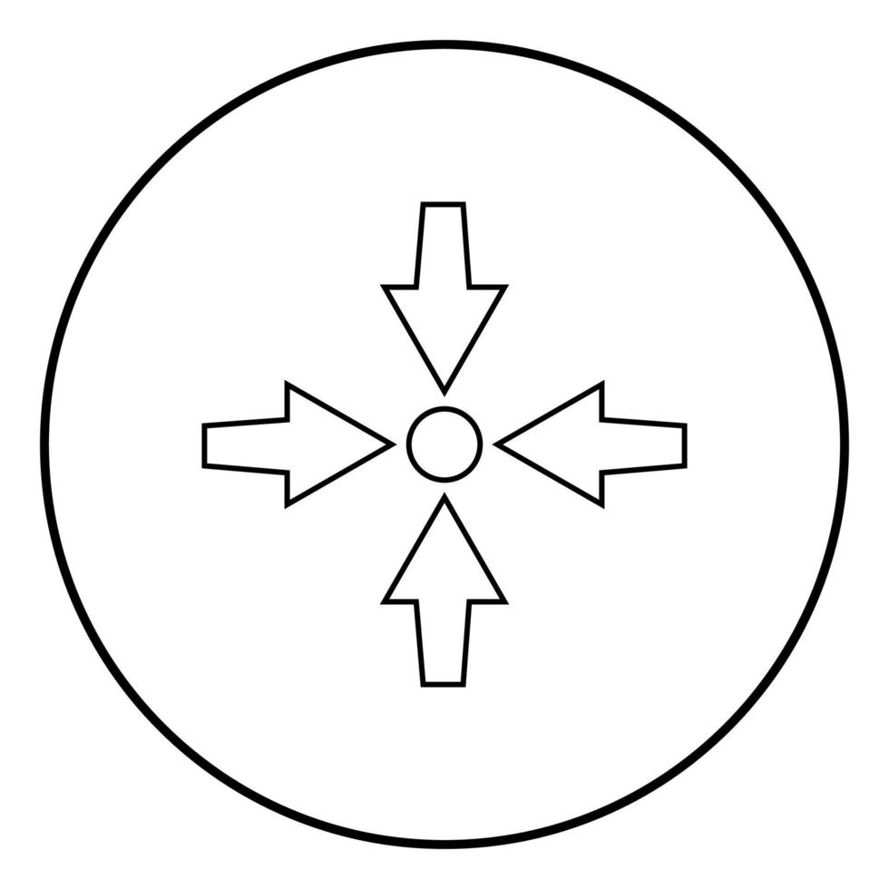 quatro setas apontam mostrar para pontilhar o ícone de cor preta ilustração vetorial imagem simples vetor