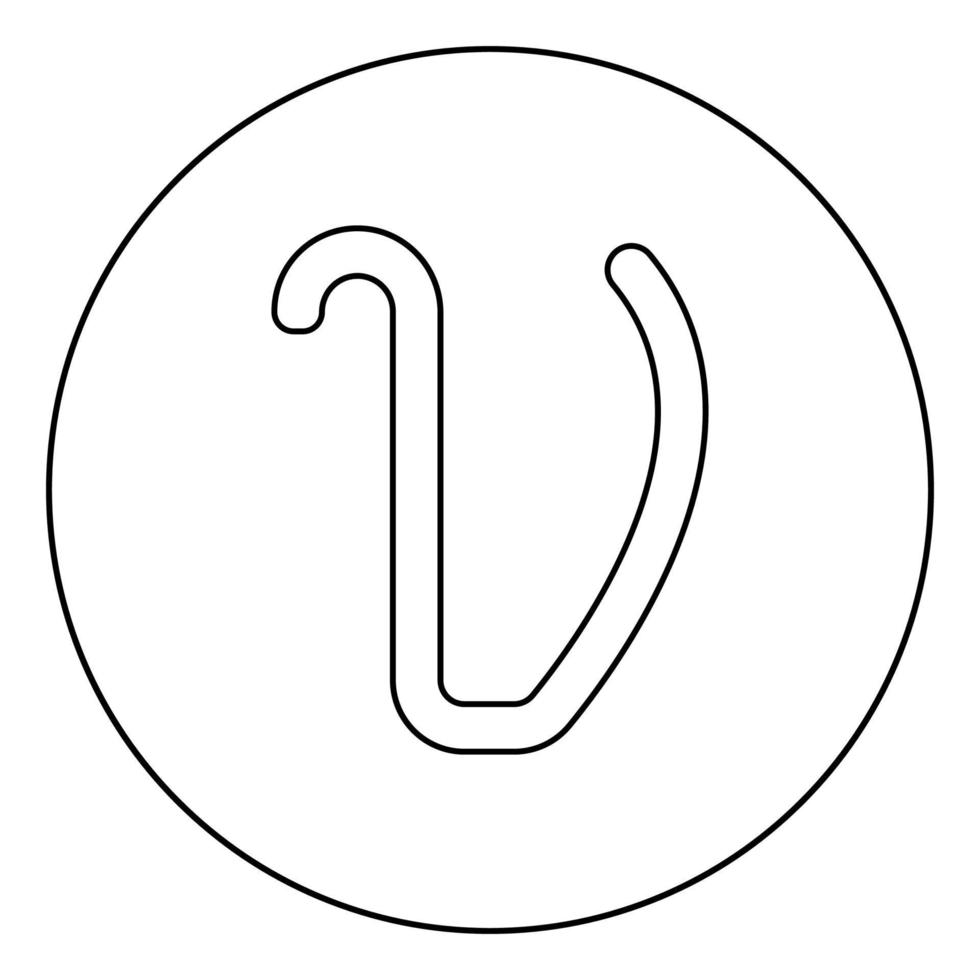upsilon símbolo grego letra minúscula ícone de fonte em círculo contorno redondo ilustração vetorial de cor preta imagem de estilo plano vetor