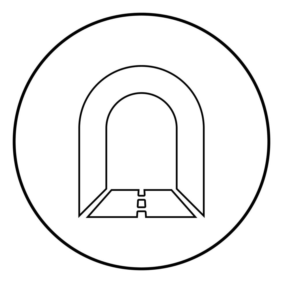 túnel de metrô com estrada para ilustração de cor preta ícone de carro em círculo redondo vetor