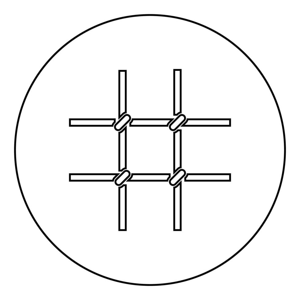 ícone de grade de metal de barras de prisão em círculo contorno redondo ilustração vetorial de cor preta imagem de estilo plano vetor