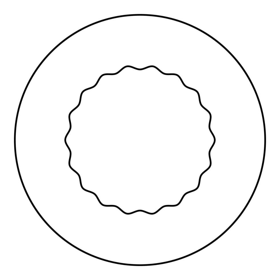 elemento redondo com bordas onduladas ícone de etiqueta de rótulo de círculo em círculo ilustração vetorial de cor preta redonda imagem de estilo de contorno sólido vetor