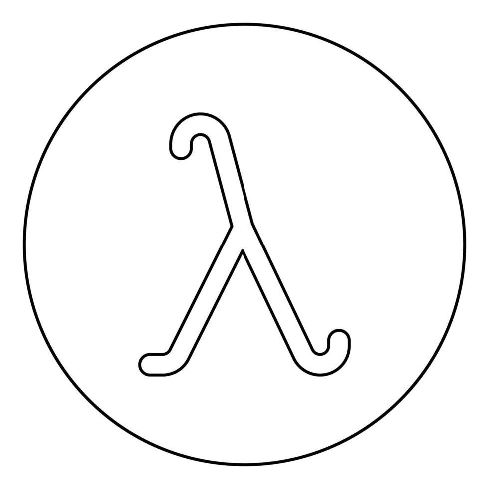 lambda símbolo grego letra minúscula ícone de fonte em círculo contorno redondo ilustração vetorial de cor preta imagem de estilo plano vetor