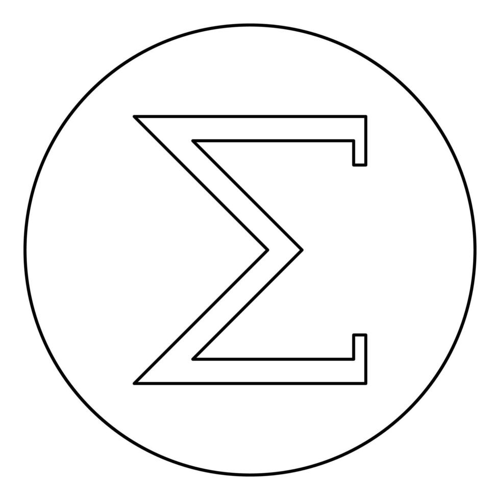 sigma símbolo grego letra maiúscula ícone de fonte em círculo contorno redondo ilustração vetorial de cor preta imagem de estilo plano vetor