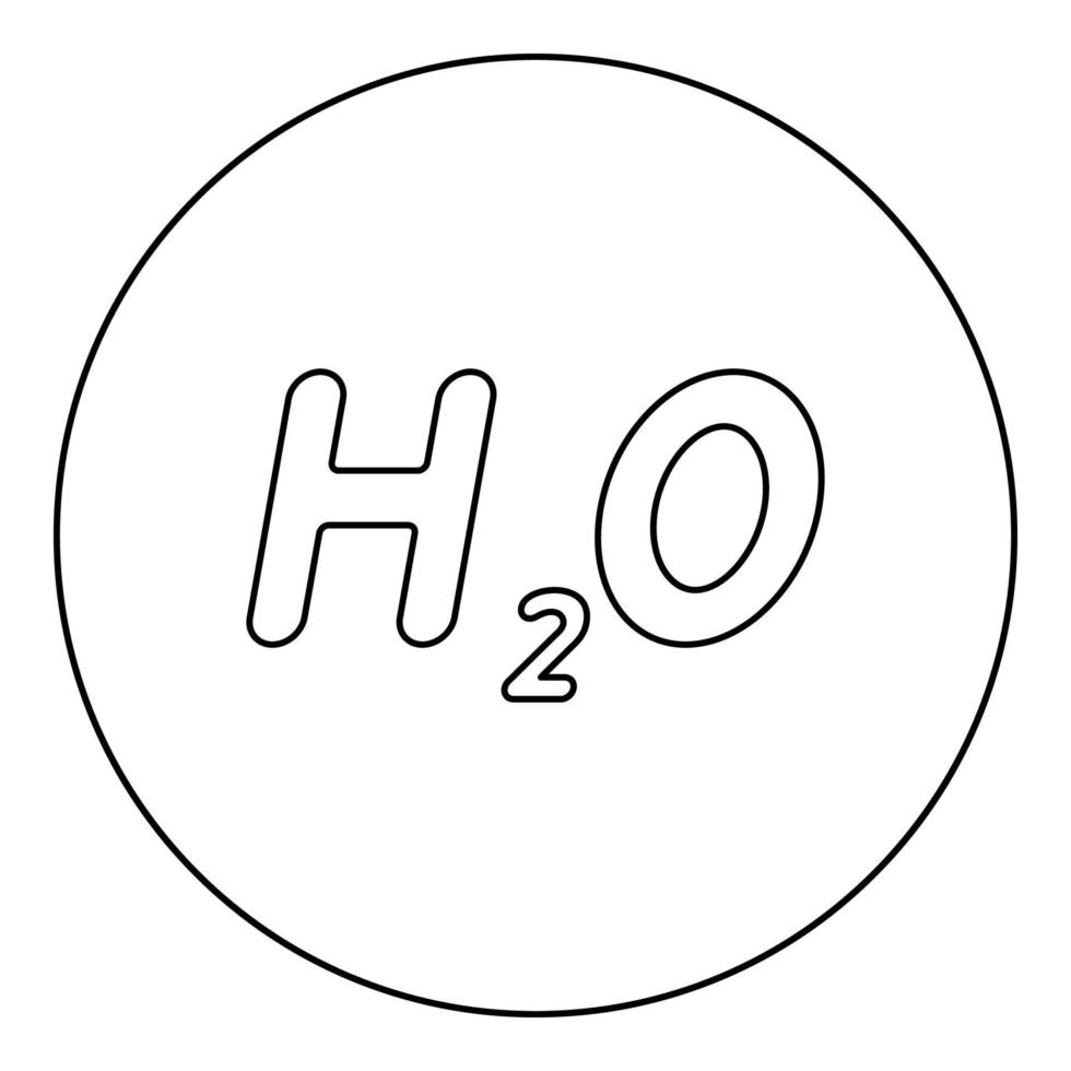 ícone de água de fórmula química h2o em círculo redondo ilustração vetorial de cor preta imagem de estilo de contorno sólido vetor