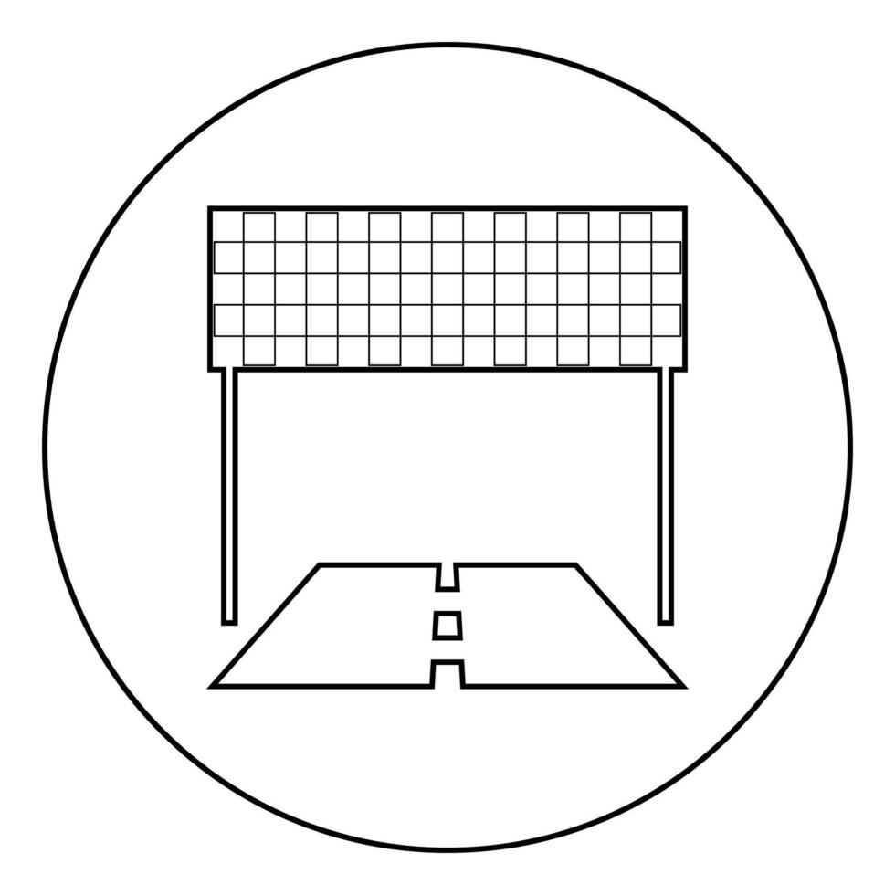 acabamento e linha de estrada conceito de sucesso de pista de corrida ícone de acabamento em círculo redondo contorno ilustração vetorial de cor preta imagem de estilo plano vetor