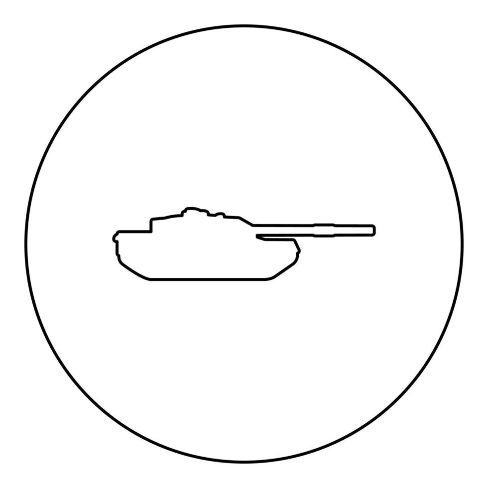 tanque artilharia máquina do exército silhueta militar ícone da guerra mundial em círculo redondo cor preta ilustração vetorial imagem contorno linha de contorno estilo fino vetor