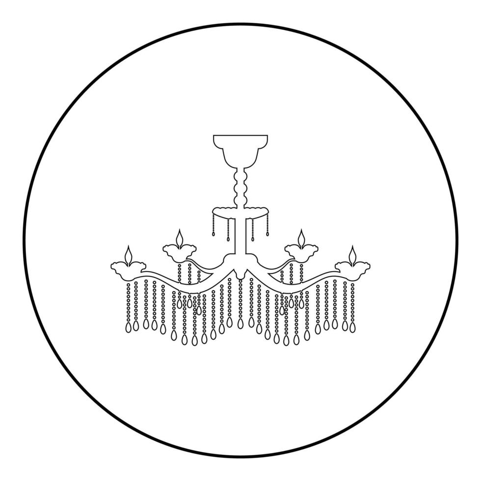 ícone de candelabro em círculo redondo contorno ilustração vetorial de cor preta imagem de estilo plano vetor