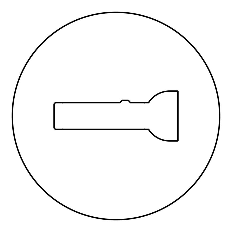 ícone de dispositivo de luz de lanterna de tocha em círculo redondo cor preta ilustração vetorial imagem contorno linha de contorno estilo fino vetor