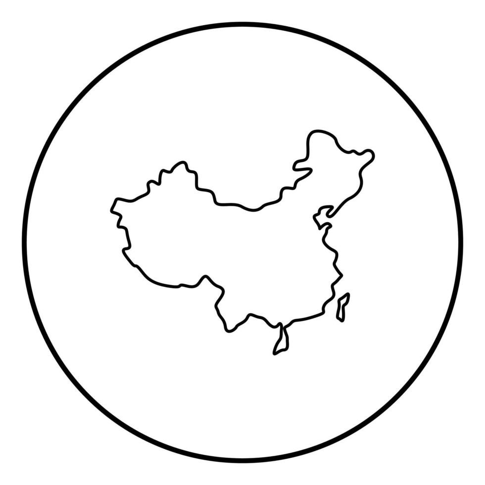 mapa da cor preta do ícone da china em círculo redondo vetor
