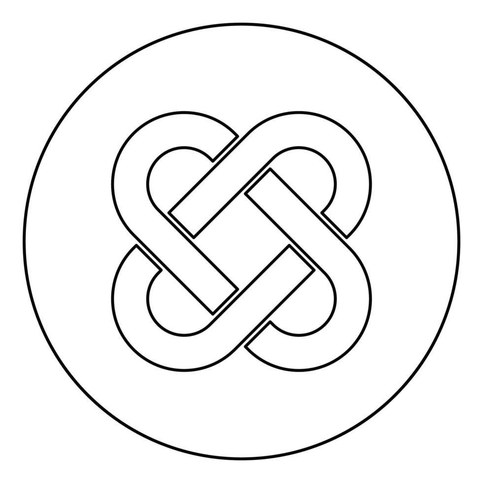 ícone de nó celta em círculo redondo contorno ilustração vetorial de cor preta imagem de estilo plano vetor