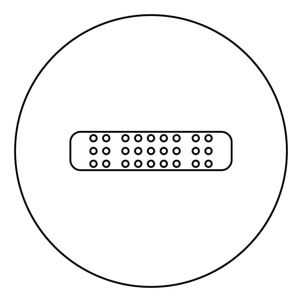 bandagem adesiva ícone de gesso médico em círculo redondo contorno ilustração vetorial de cor preta imagem de estilo plano vetor