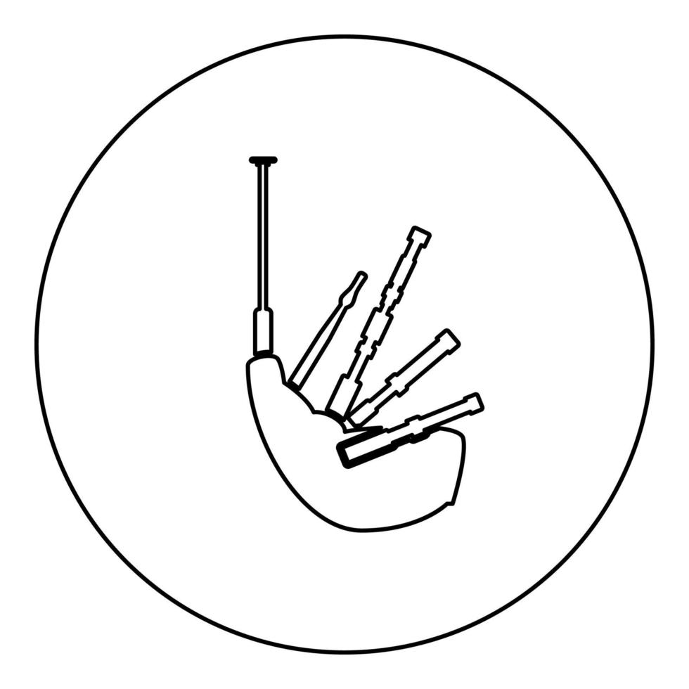 ícone de gaita de foles cor preta em círculo redondo vetor