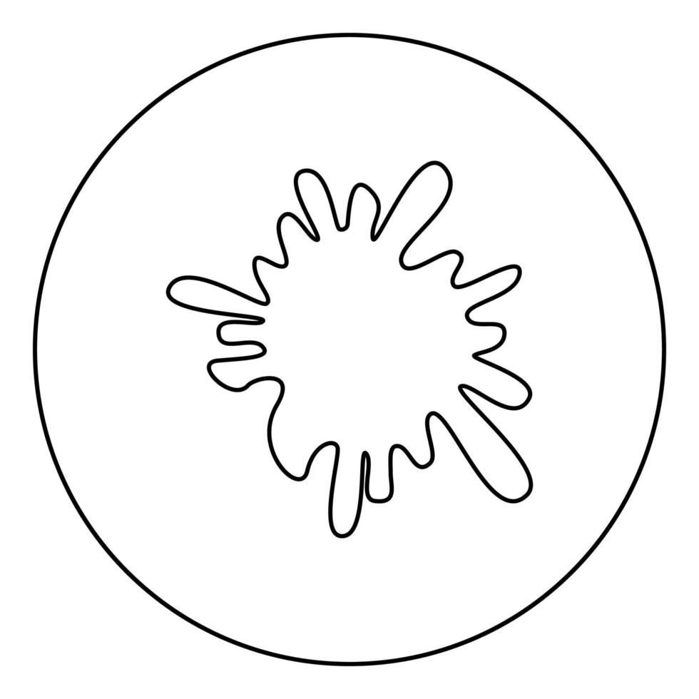 manchar o ícone de respingo de tinta no local em círculo redondo contorno ilustração vetorial de cor preta imagem de estilo plano vetor
