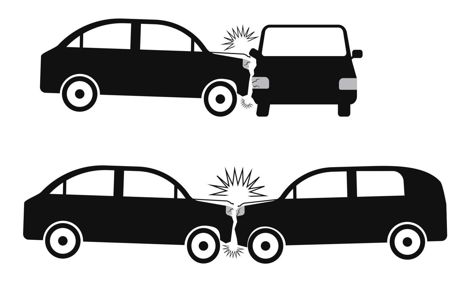 uma imagem de dois acidentes de carro. um incidente na estrada, um caso de seguro. plano. ilustração vetorial vetor