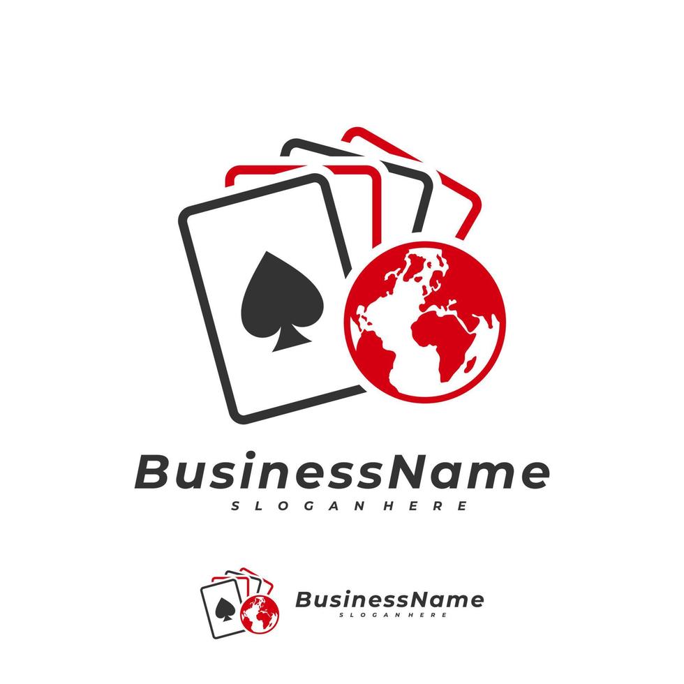 modelo de vetor de logotipo do mundo de poker, conceitos de design de logotipo de dominó criativo
